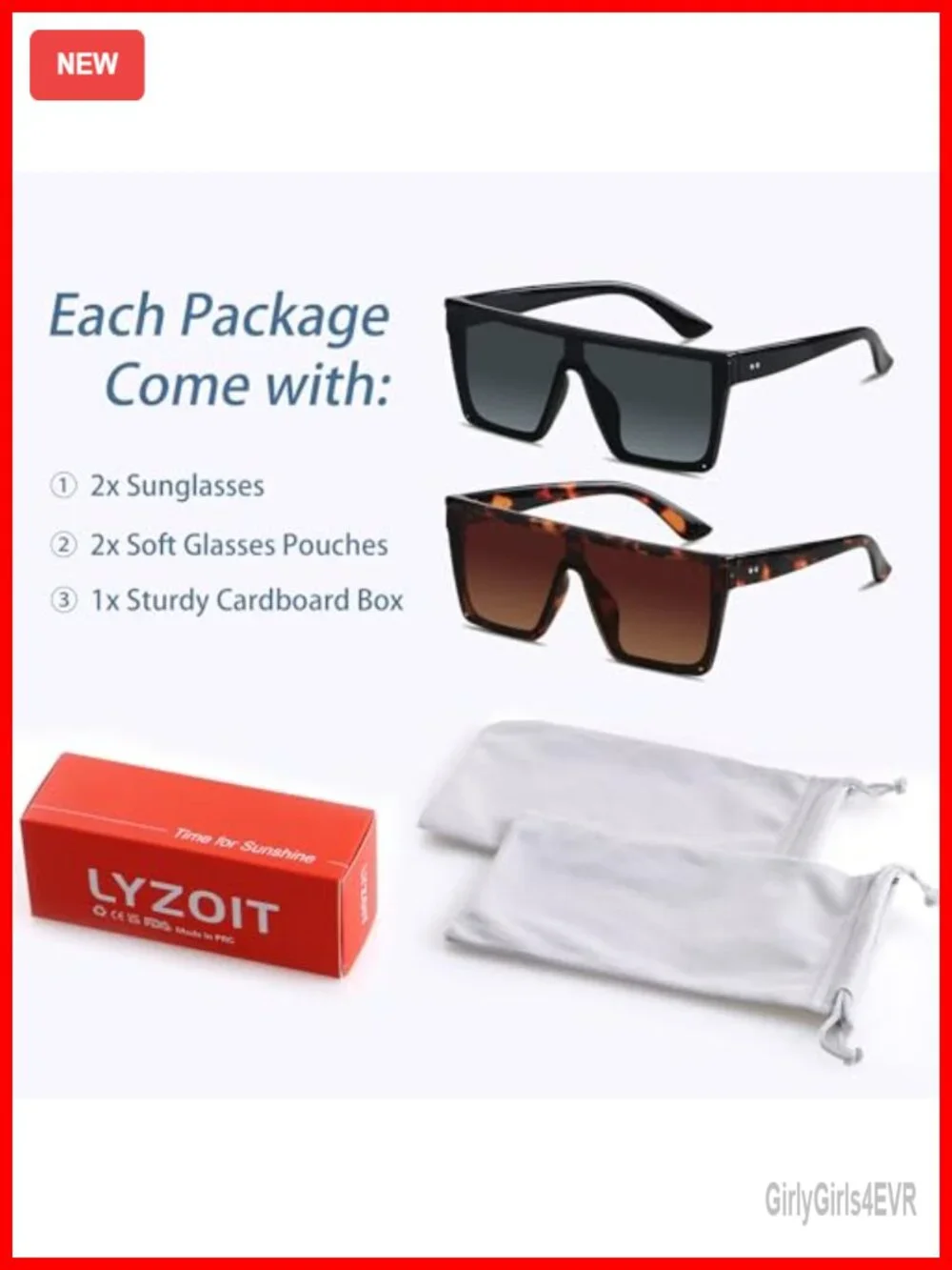 Oversized Square Flat Top Sunglasses UV400 Protection for Women